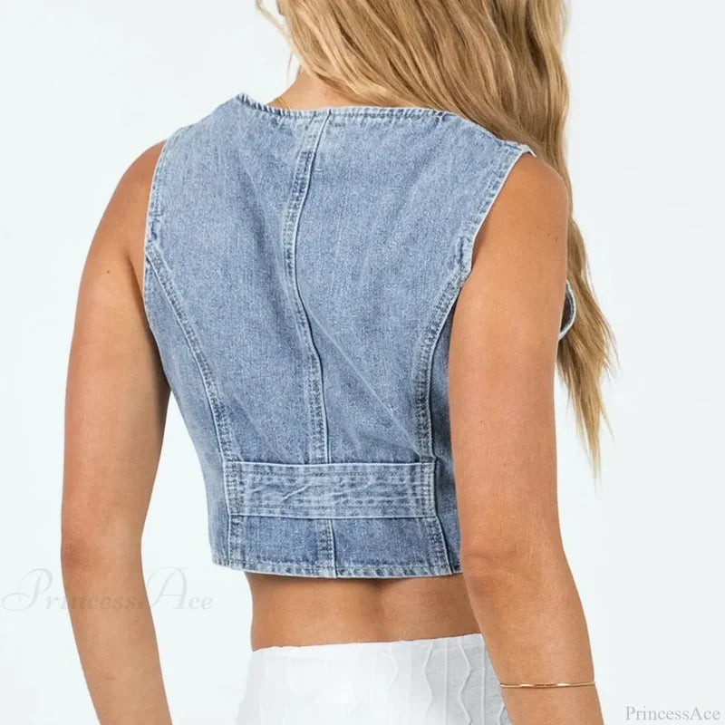 Denim Button Chic Crop Top croptop-250223