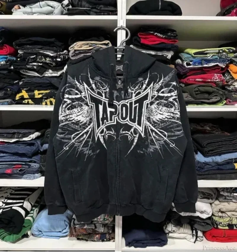 Gothic Long Sleeve Zipper Hoodie black 5 / M