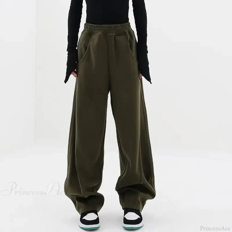 Solid Casual Street Dance Pants army green / S