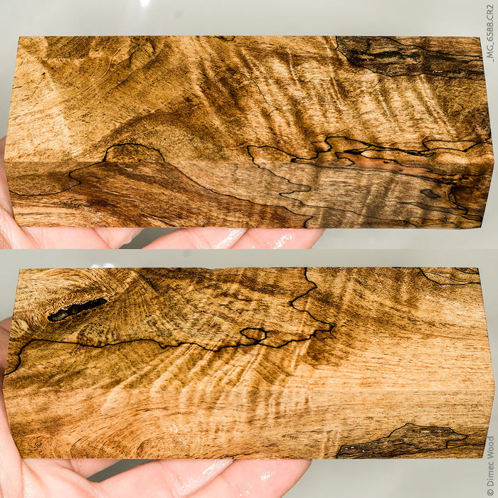 Stabilized wood spalted maple burl block