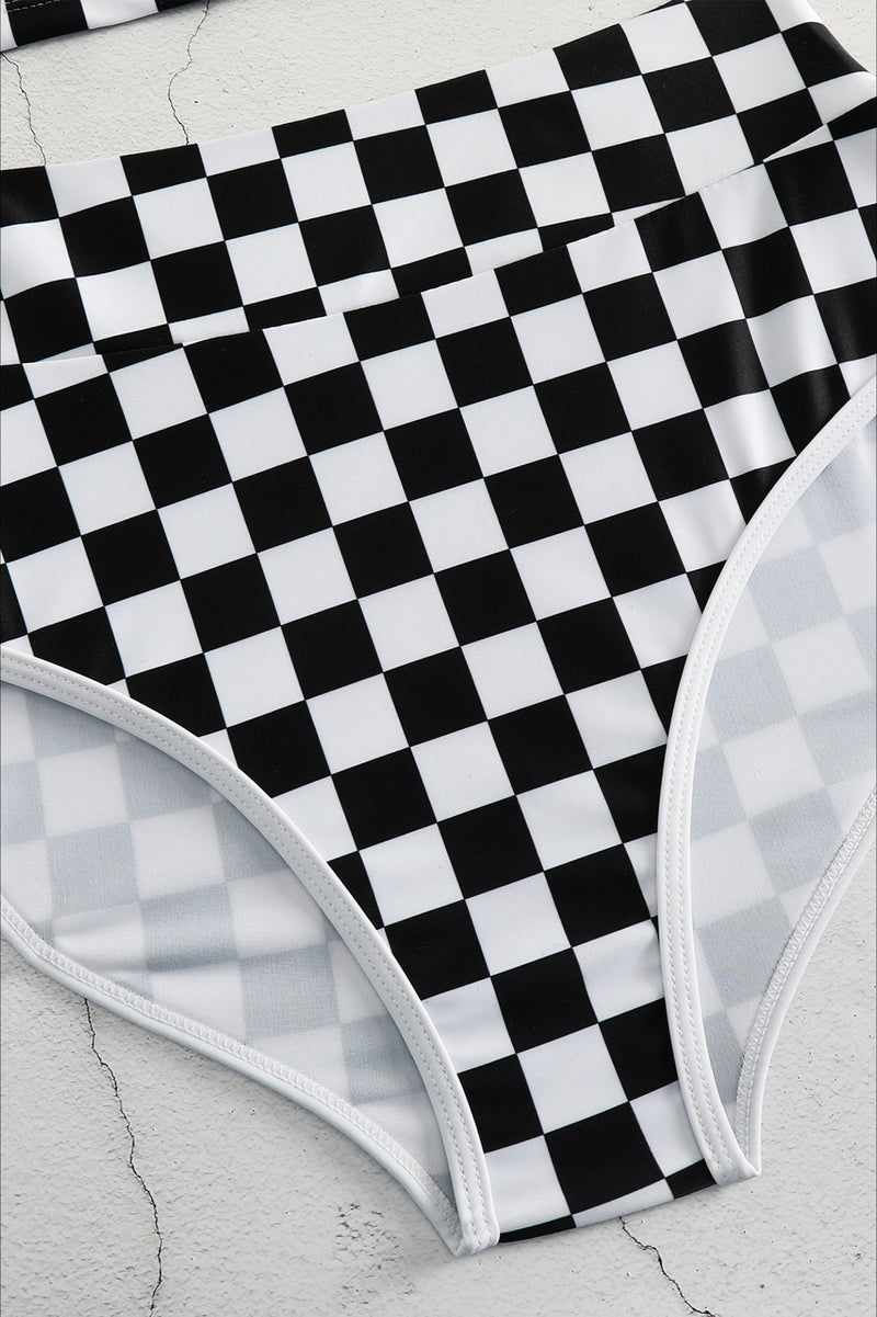 Trendy Checkered Bikini Two Piece Swim Set