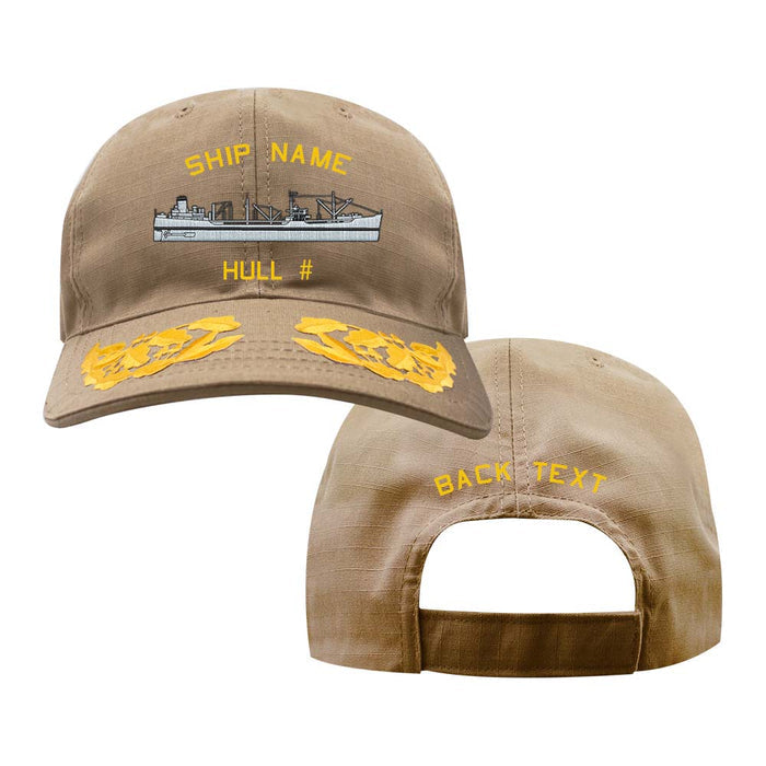 U.S. Navy Custom Ship Cap - Coyote - Admiral Scrambled Eggs - Cimarron Class Fleet Oiler Hats and Caps