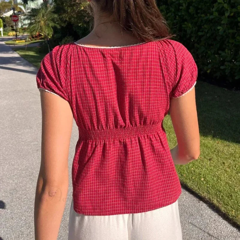Vintage Square Collar Milkmaid Crop Top croptop-250126