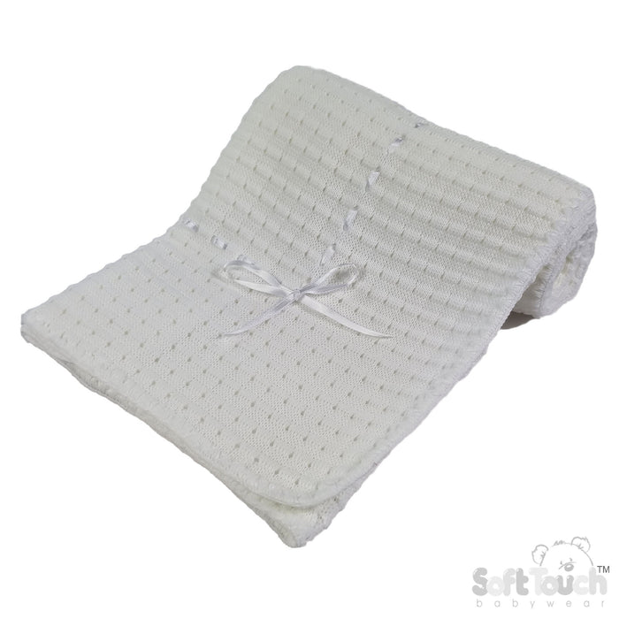 White Waffle Shawl - Ribbon (95x95cm) (PK4) SH12-W