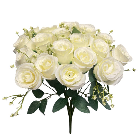 16'' Rose Bud Bush ( INT2522-#7 Cream )
