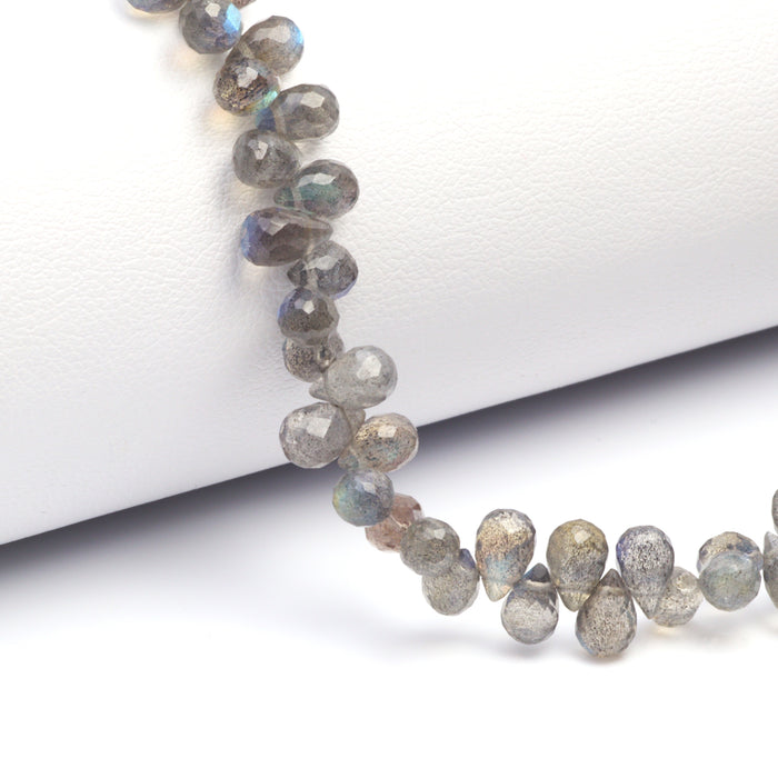 AA Blue Labradorite 6x4mm Faceted Teardrop Briolettes