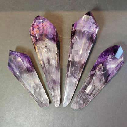 Amethyst Wand Polished Scepter Purple Crystal on Metal Stand