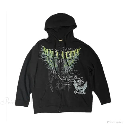 Angel Wing Functional Pleat Hoodie black 8 / S