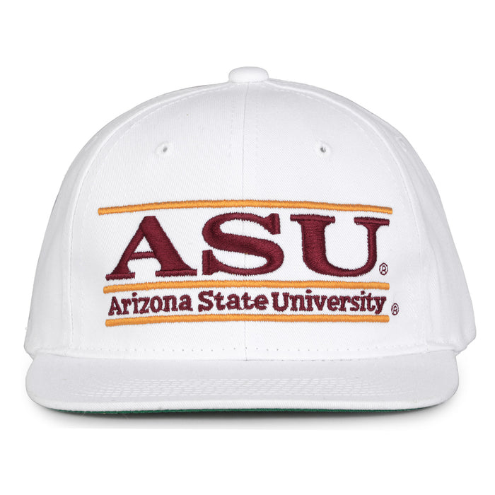 Arizona State Retro Bar snapback hat in white, front view