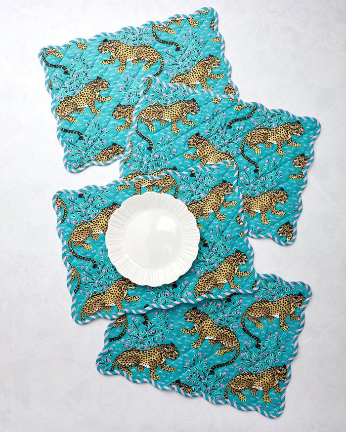 Bagheera - Placemats Set of 4 - Turquoise - Printfresh