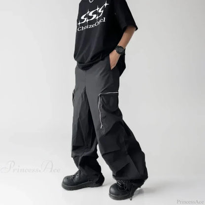 Black Baggy Cargo Streetwear Pants M / Black