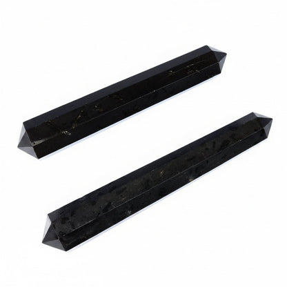 Black Tourmaline Wand Pair Double Terminated Protection Stone Set