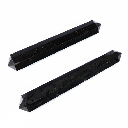 Black Tourmaline Wand Pair Double Terminated Protection Stone Set