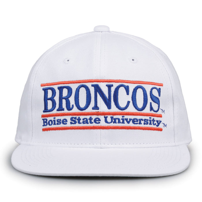 Boise State Retro Bar snapback hat in white, front view