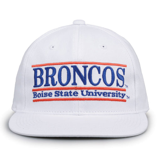 Boise State Retro Bar snapback hat in white, front view