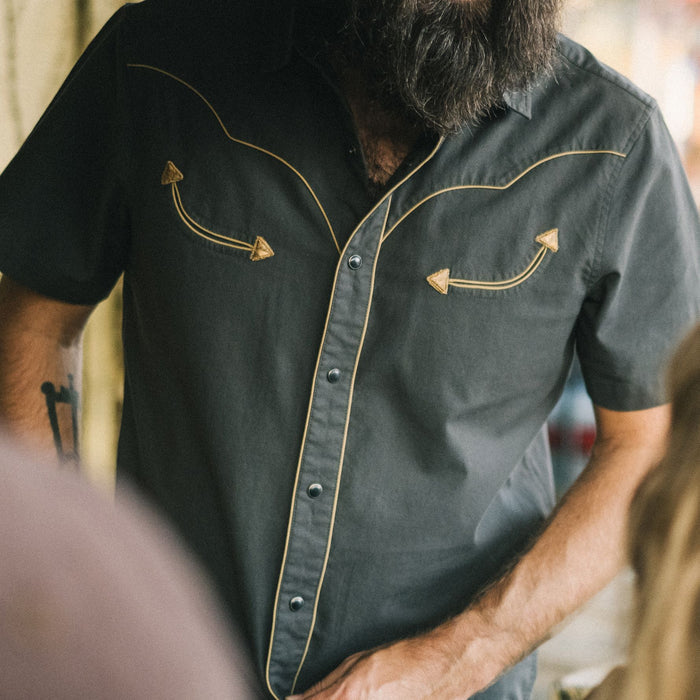 Broncbuster Short Sleeve Snapshirt- Antique Black