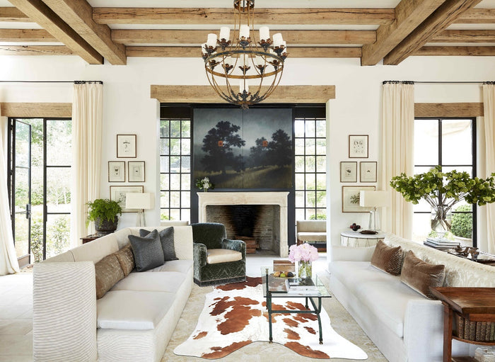 Brown and White Cowhide Rug #B9387
