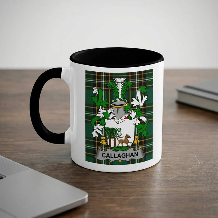 Callaghan Irish surname mug with black interior and handle