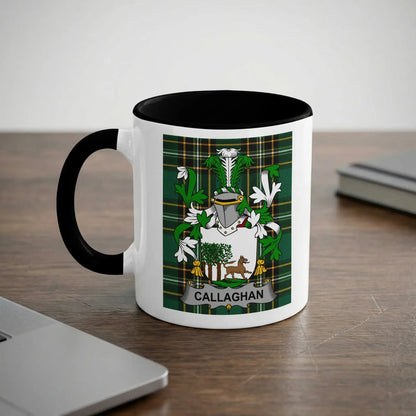 Callaghan Irish surname mug with black interior and handle