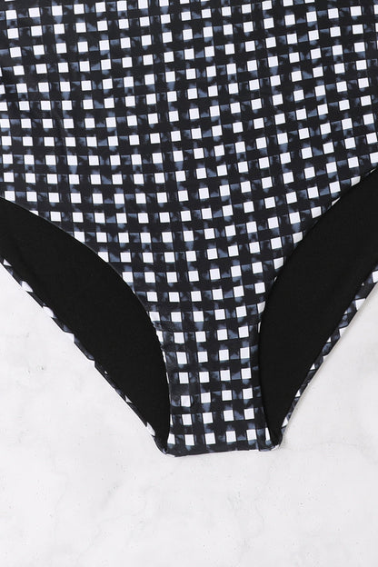 Classic Plaid High Waist Bikini Two Piece Swim Set