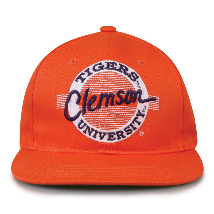 Clemson Tigers Retro Circle Snapback - Orange, front view
