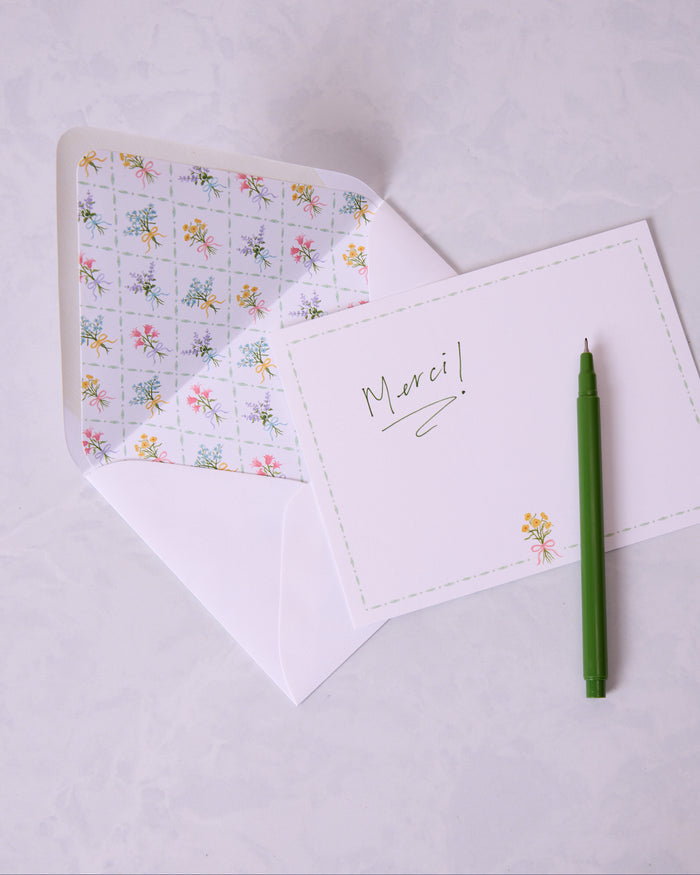 Cream - Bow Bouquet Notecard Set - Gloster Road - Printfresh