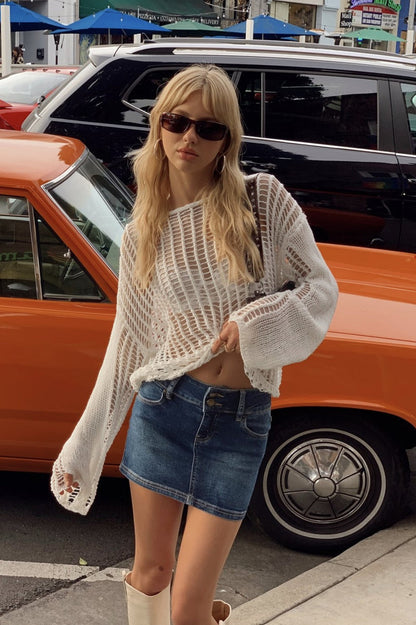 Crochet Hollow Out Vacation Cover Up