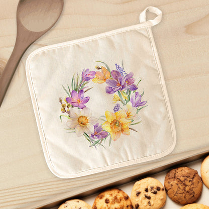 Crocus Wreath - Spring Cotton Pot Holder