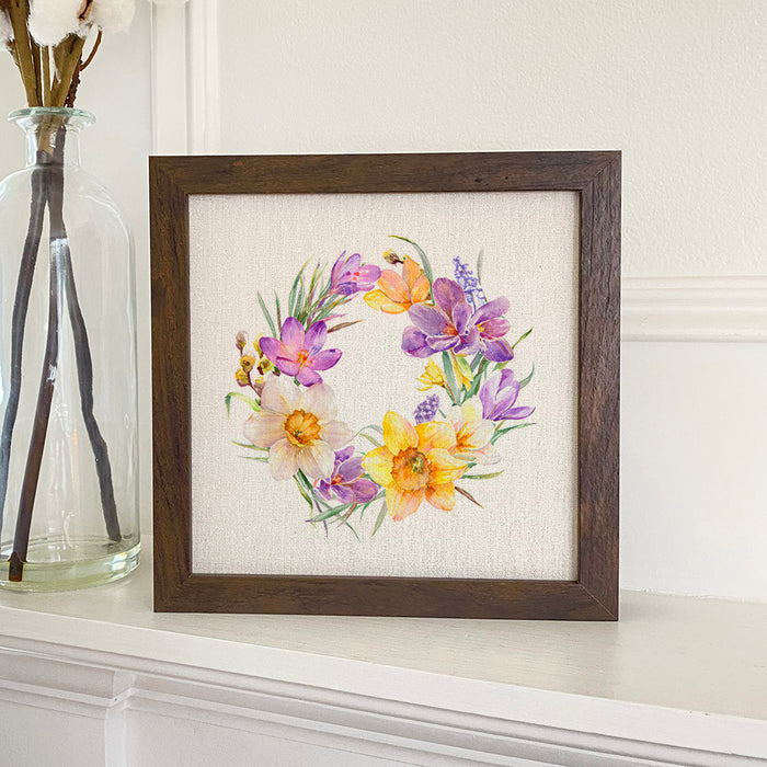 Crocus Wreath - Spring Framed Sign