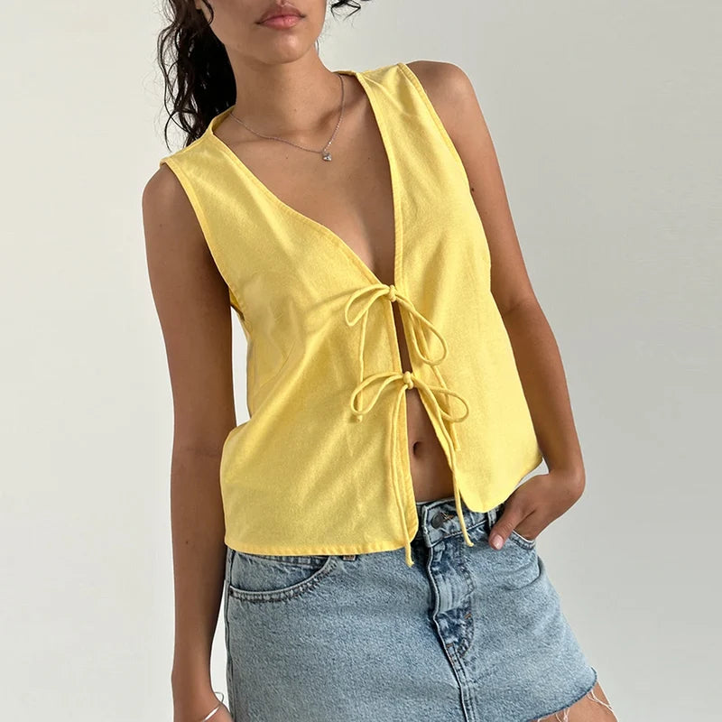 Double Tie Closure Crop Top