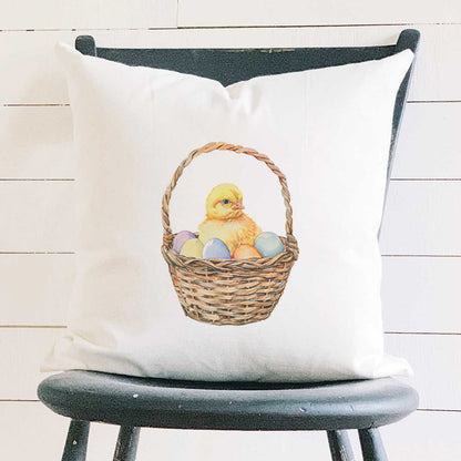 Easter Basket Chick - Easter Square Canvas Pillow