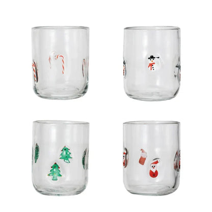 Embedded Holiday Icon Drinking Glass