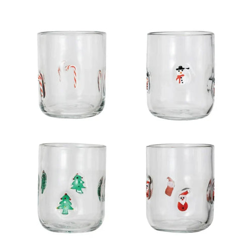 Embedded Holiday Icon Drinking Glass