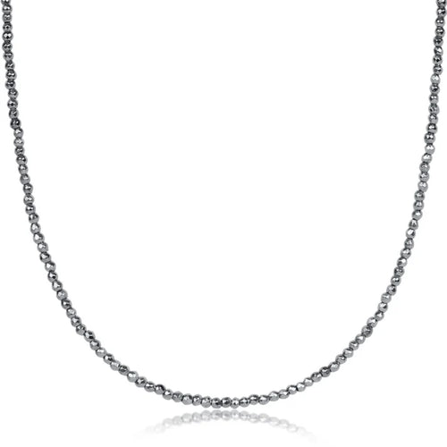EN-15" Choker Silver FacetedHematite 2mm Bead