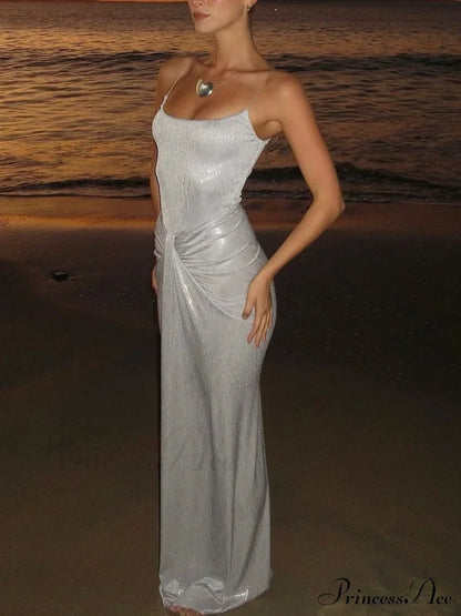 Exquisite Unique Light Charming Fabric Pleated Maxi Dress Dresses