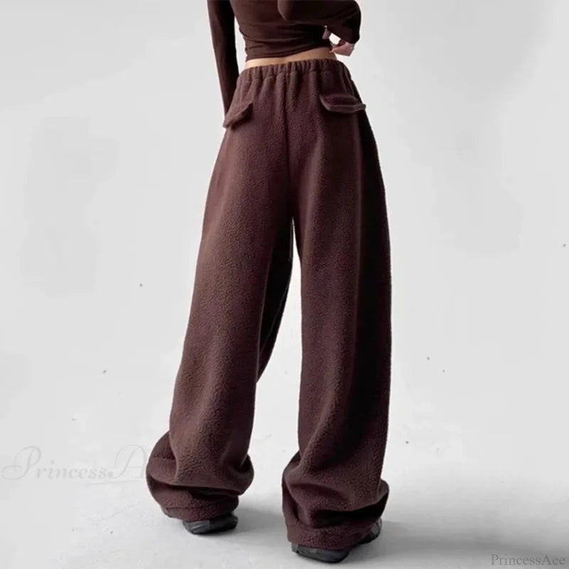 Fleece Thicken Wool Wide Leg Pants