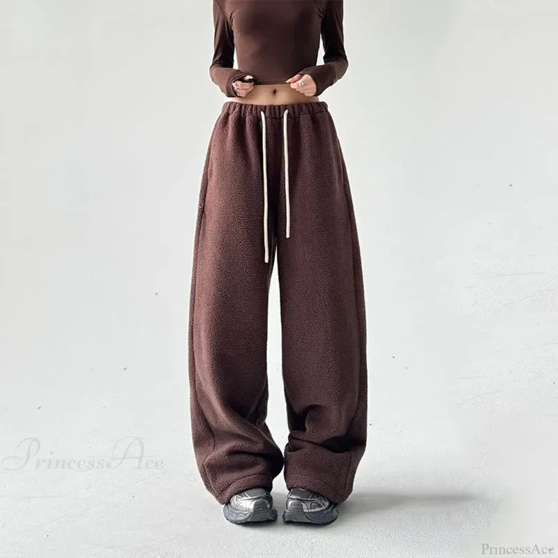Fleece Thicken Wool Wide Leg Pants