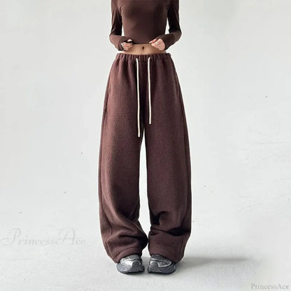 Fleece Thicken Wool Wide Leg Pants