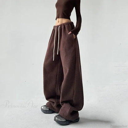 Fleece Thicken Wool Wide Leg Pants