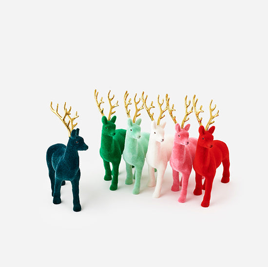 Flocked Deer with Gold Antlers