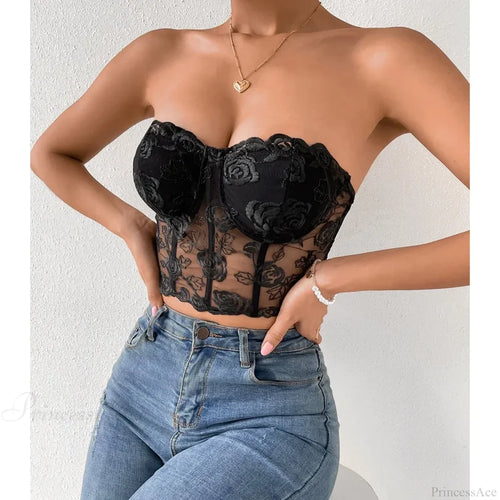 Floral Lace Backless Short Y2K Sexy Crop Top croptop-250126