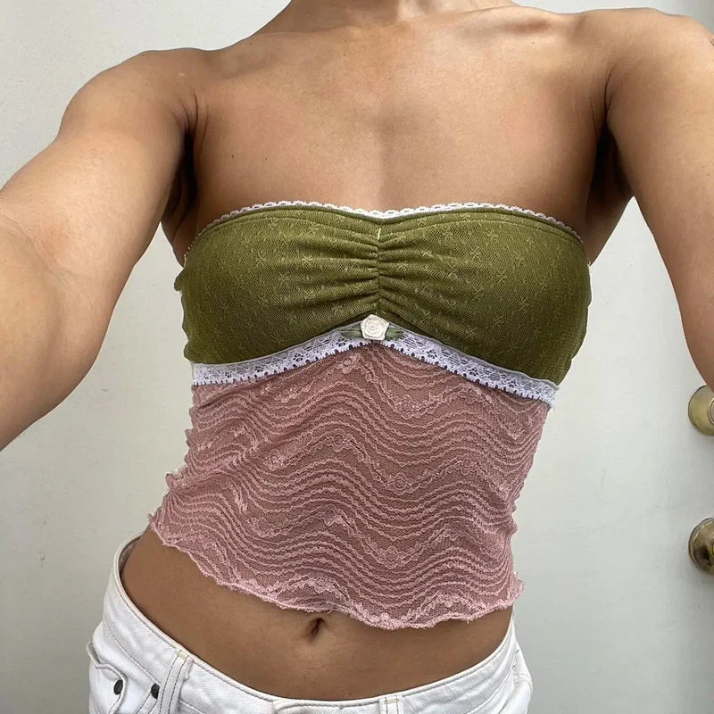 Floral See-Through Tube Crop Top