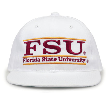 Florida State Retro Bar snapback hat in white, front view