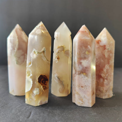 Flower Agate Wand Natural Chalcedony Gemstone Tower