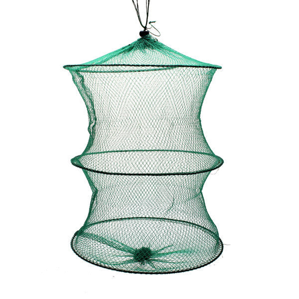Folding Round Metal Frame Nylon Mesh Crab Fish Fishing Landing Net-Green - GhillieSuitShop