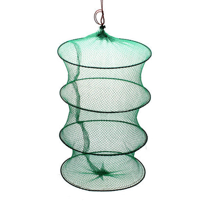 Folding Round Metal Frame Nylon Mesh Crab Fish Fishing Landing Net-Green - GhillieSuitShop