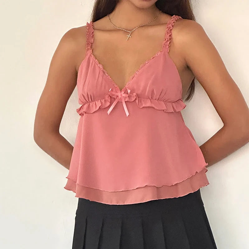Frill Ruffle Square Crop Top