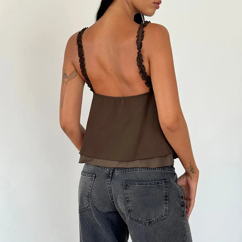 Frill Ruffle Square Crop Top