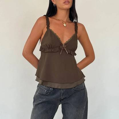 Frill Ruffle Square Crop Top