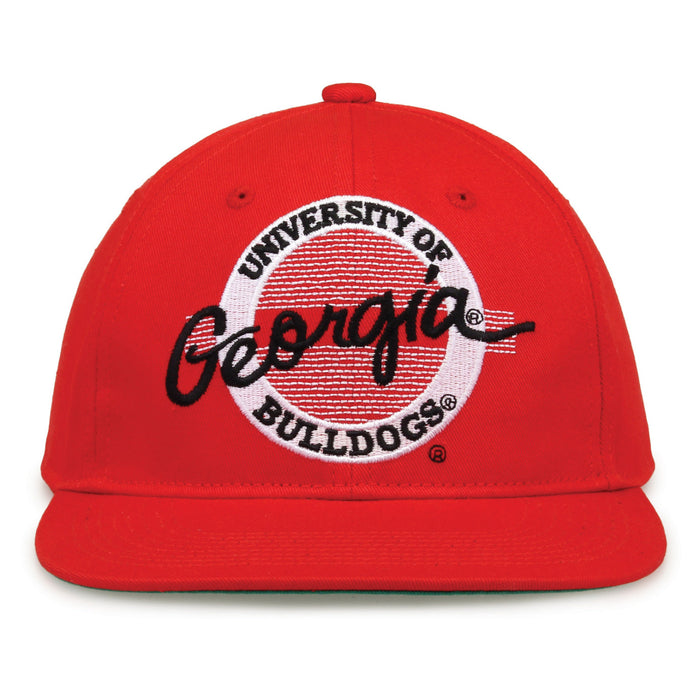 Georgia Bulldogs Retro Circle Snapback - Red, front view